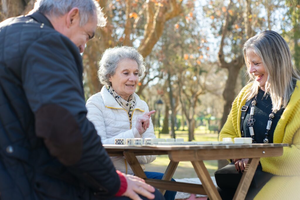 playing dominoes in the park